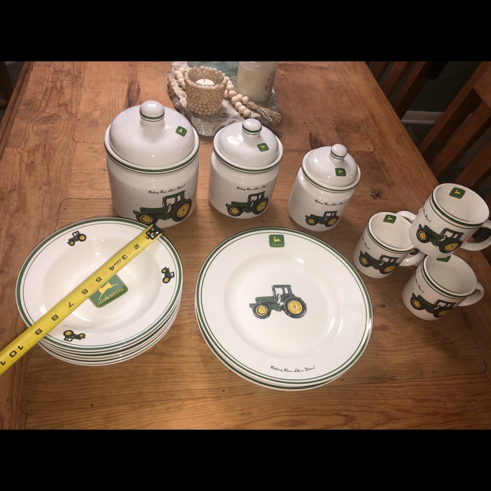 John Deer canisters and dish set